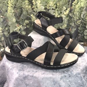 Croft & Barrow Boathouse Black Strappy Sandals Women’s 6.5M 🖤Like NEW🖤
